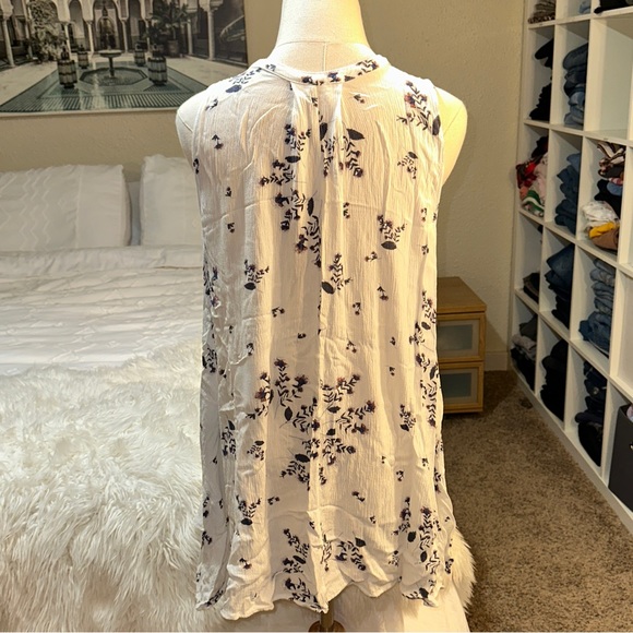 Free People | Tree Swing Tunic Tank Top Sleeveless Blouse Floral Print Keyhole - Picture 4 of 14